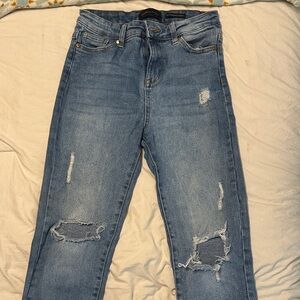 Kendall & Kylie Light Blue Distressed Straight Leg Jeans
